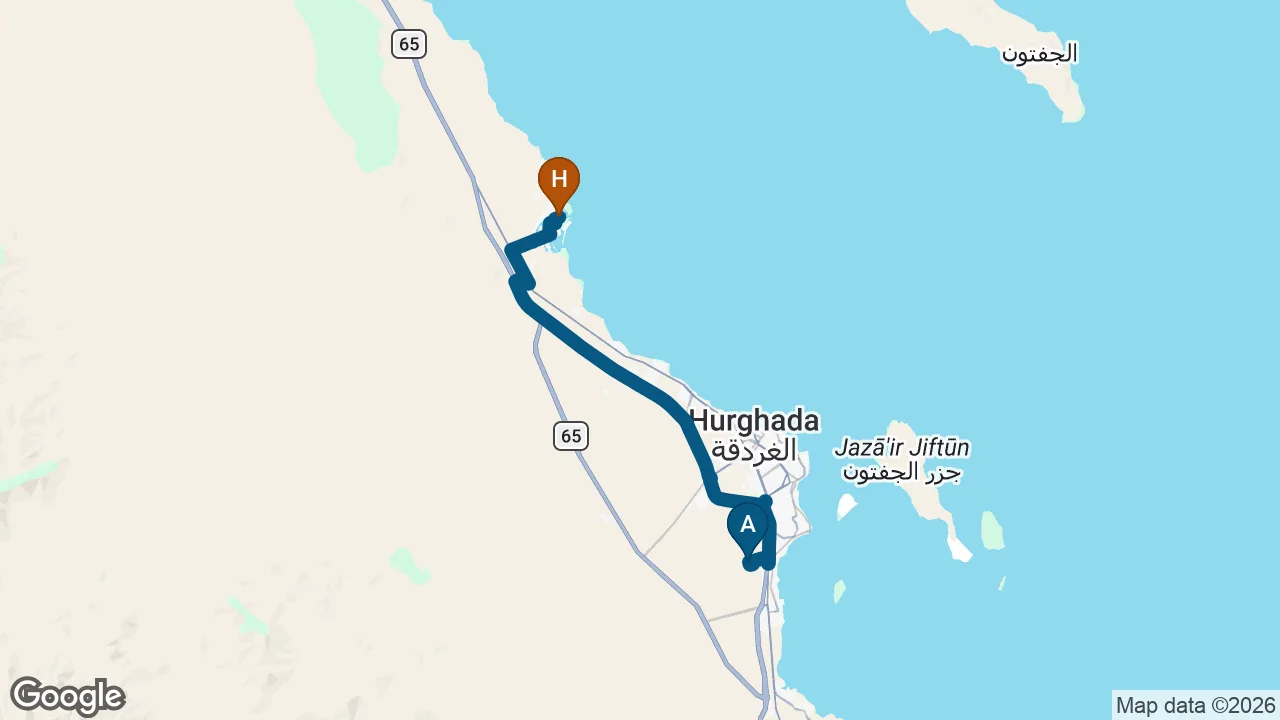 Driving route from Hurghada Airport to Steigenberger Golf Resort